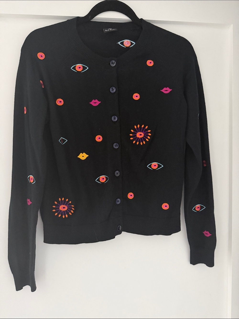 Paul Smith Black Embroidered Eye & Lip Cardigan